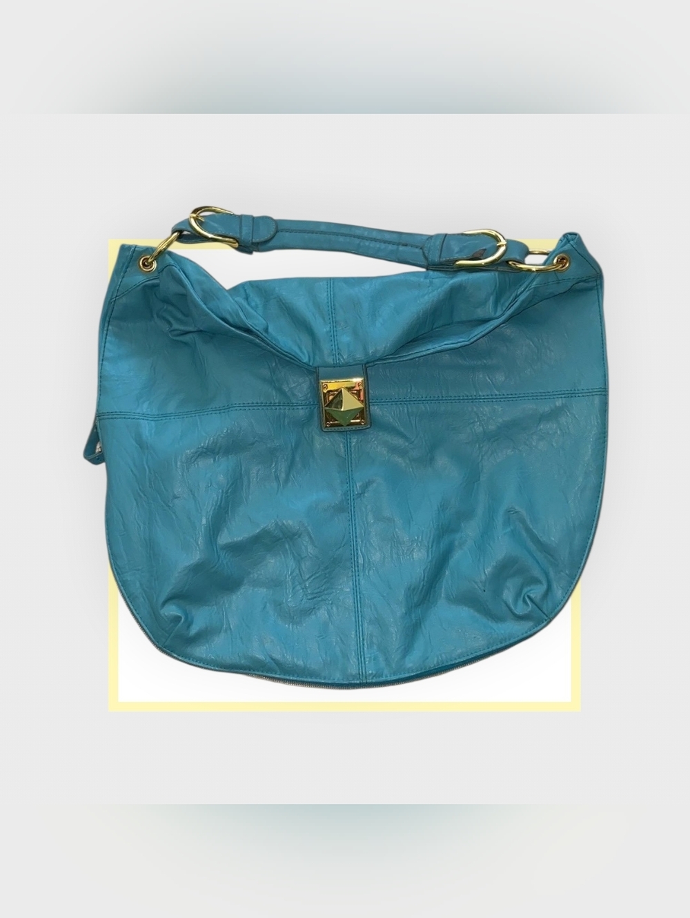 Teal Shoulder Hobo Bag with Gold Accent